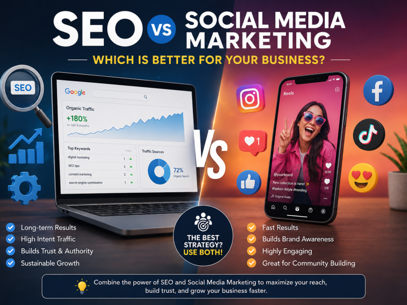 SEO vs Social Media Marketing comparison for business growth